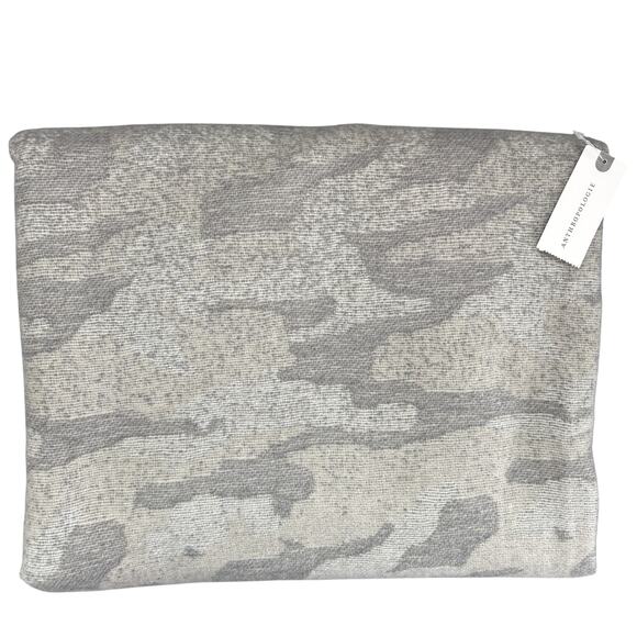 Anthropologie NEW Gray Camo Super Soft Lap Throw Blanket 55" x 56" - Picture 1 of 4